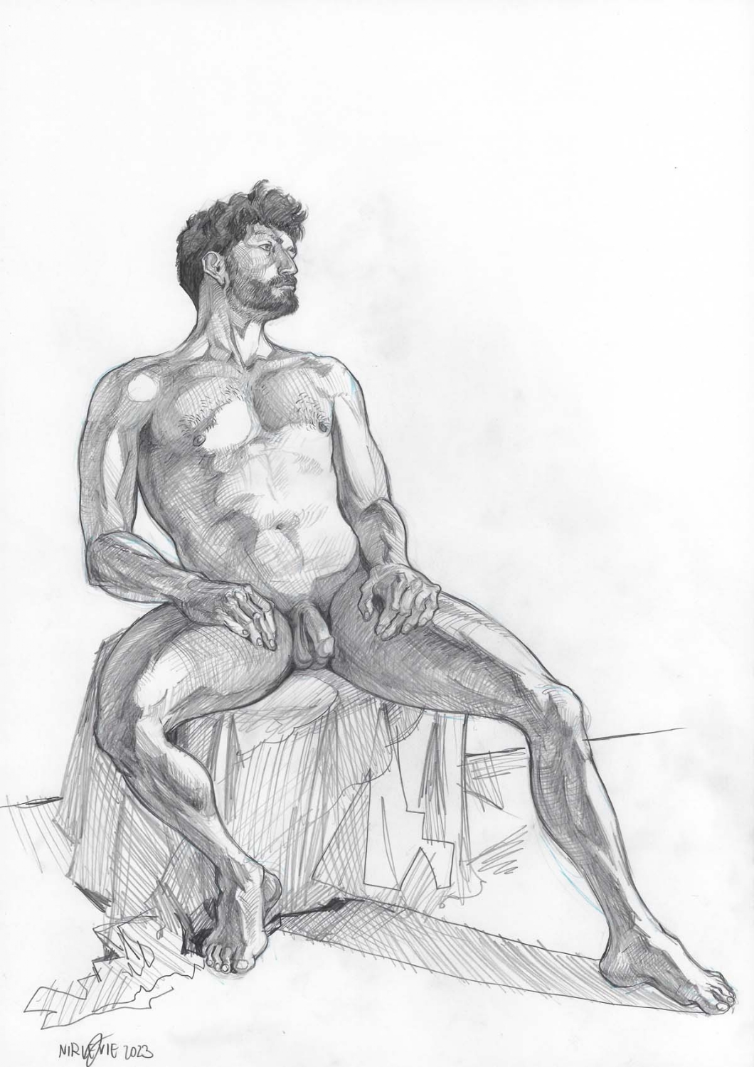 College student earning $500 as figure model contributor - natural seated pose reference for art schools